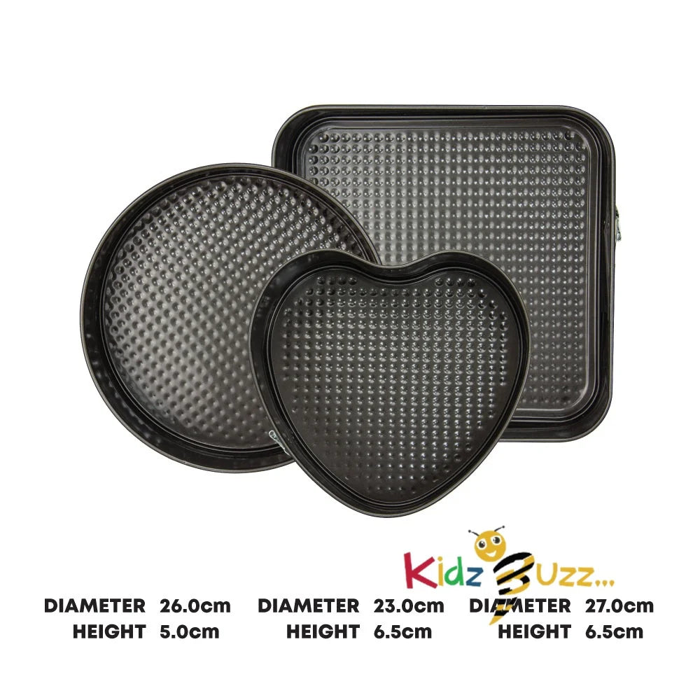 Cake Tin Set Heart-Round-Square 2.3L-3.4L-4.2L - 3pcs Assorted Shapes Set