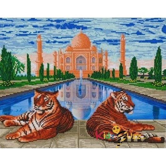 Taj Mahal Tigers Crystal Art Kit 40x50cm