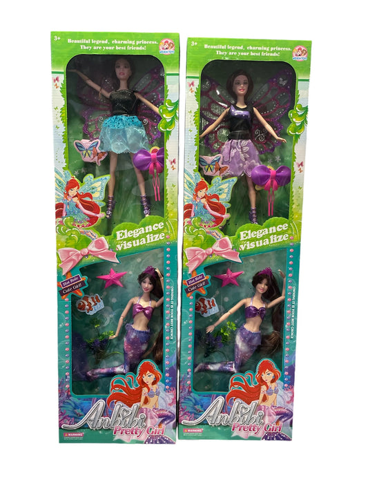 Anbibi Pretty Doll-Set of dolls Fairy and Mermaid 2 dolls in a set