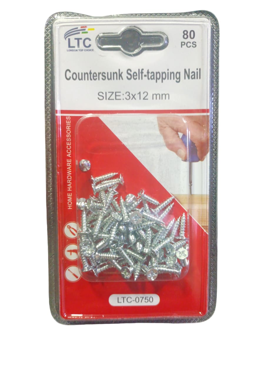 80Pcs Countersunk Self Tapping Nail Size 3 X 12mm (Pack Of 2)