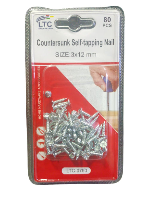 80Pcs Countersunk Self Tapping Nail Size 3 X 12mm (Pack Of 2)