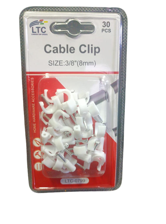 8mm 3/8"Cable Clip 30Pcs (Pack Of 2)