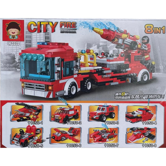 City Fire Truck 11050B 8 in 1 Block Set Fun Toy For Kids