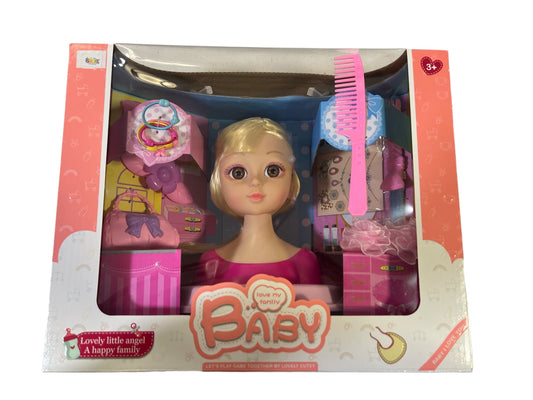 Hair Styling Half Doll Head Set Makeup Toy Play Pretend Toys