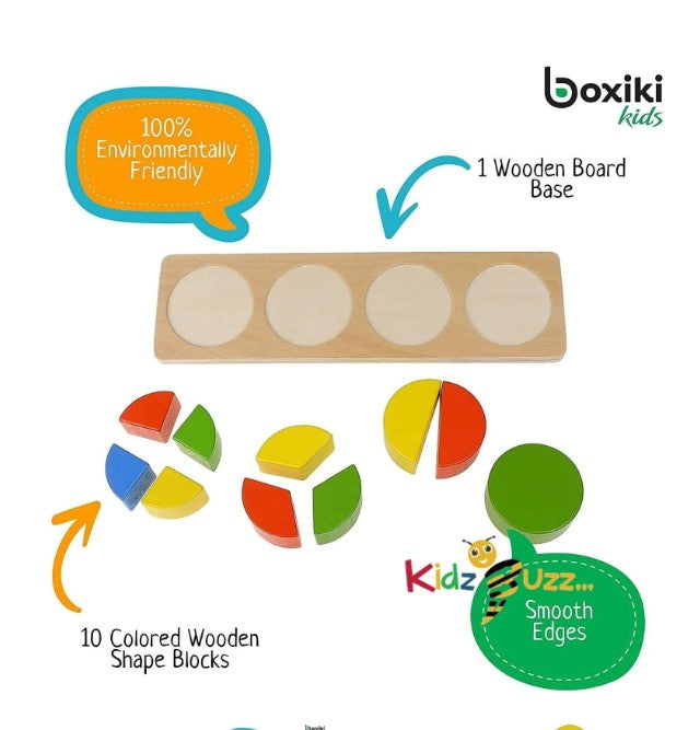 Kids Colorful Stacking Toys Fraction Blocks - Early Development and Activity Wooden Toys