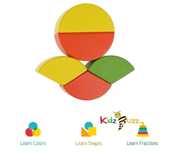 Kids Colorful Stacking Toys Fraction Blocks - Early Development and Activity Wooden Toys
