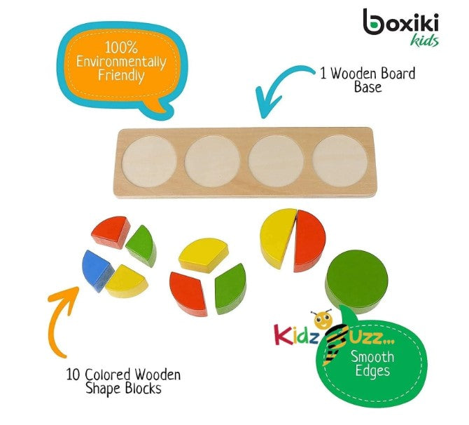 Kids Colorful Stacking Toys Fraction Blocks - Early Development and Activity Wooden Toys