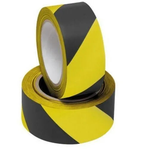 Black and Yellow Hazard Warning Tape 48mm x 10M Adhesive PVC Roll Safety Caution