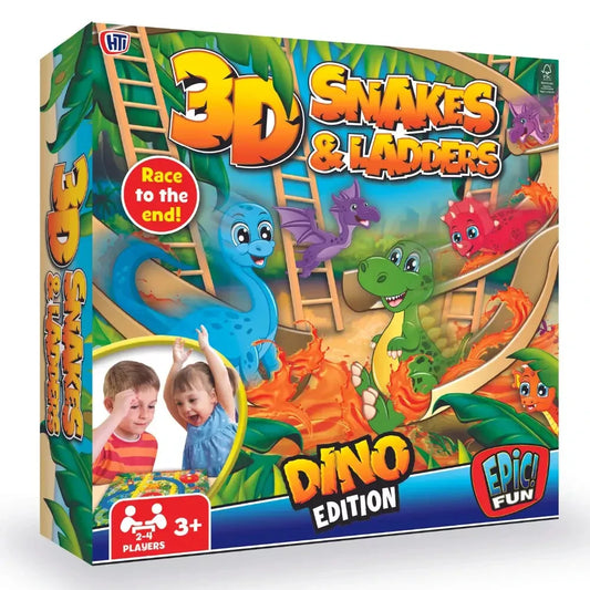 HTI 3D SNAKES & LADDERS DINO EDITION  FAMILY BOARD GAMES FUN T REX