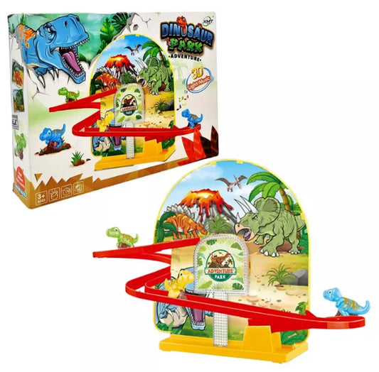 Dinosaur Park Slide Race Game Classic Racer Track with Lights Music Kids Toys