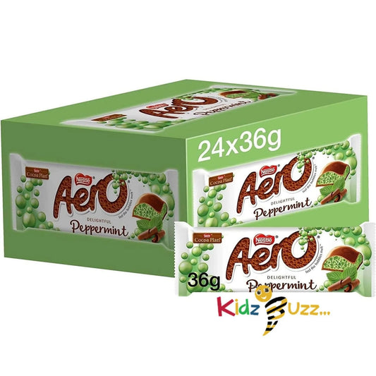 Aero Bubbly Peppermint Mint Chocolate Bar - Pack of 24 x 36G