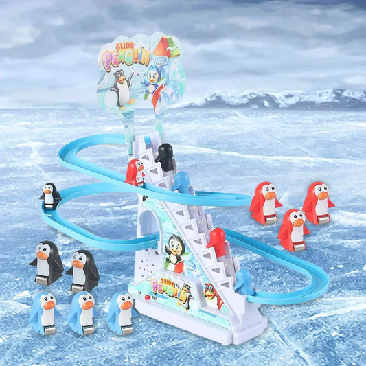 Race Track Game Penguin Set Bathtub Toy Playset Small Penguin Climbing Toys