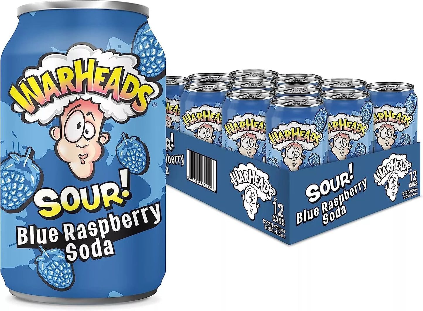 Warheads Sour Blue Raspberry Soda 255ml X 12