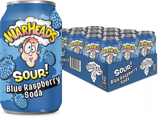 Warheads Sour Blue Raspberry Soda 255ml X 12