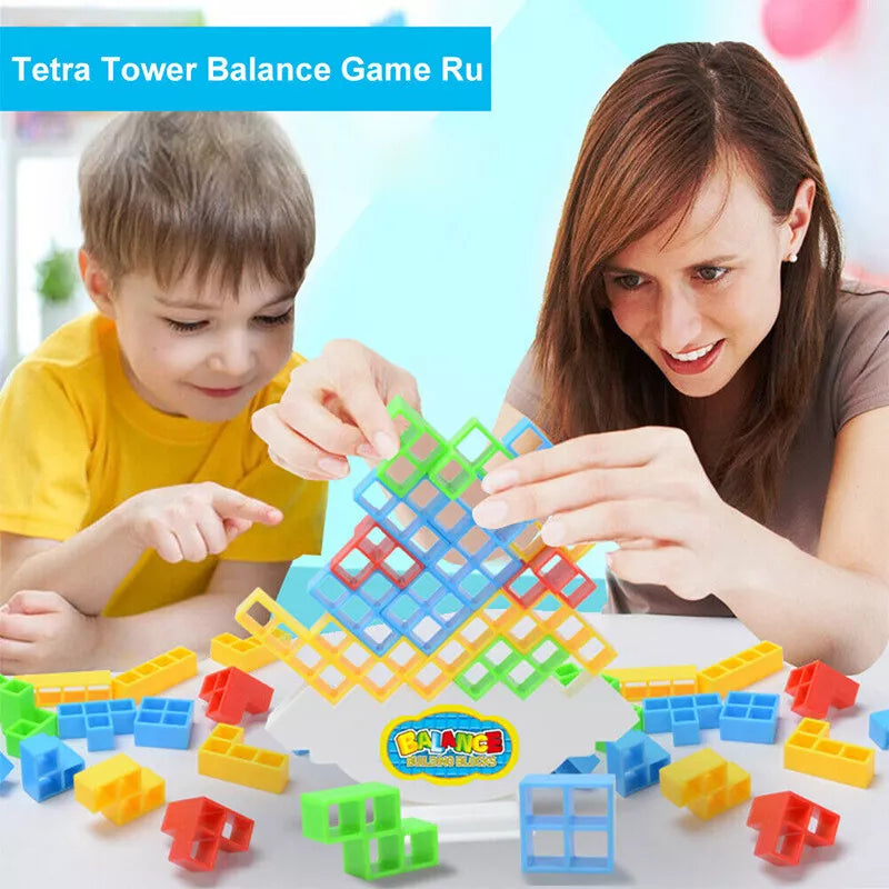 64PCS Tetris Tower Balance Game Tetra Tower Toys Stacking Blocks Game Kids Adult
