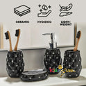 4Pcs Diamond Bathroom Set Black