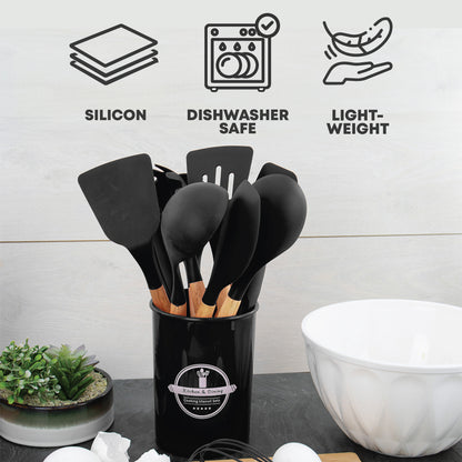 Silicon Utensil Set 12pcs Black