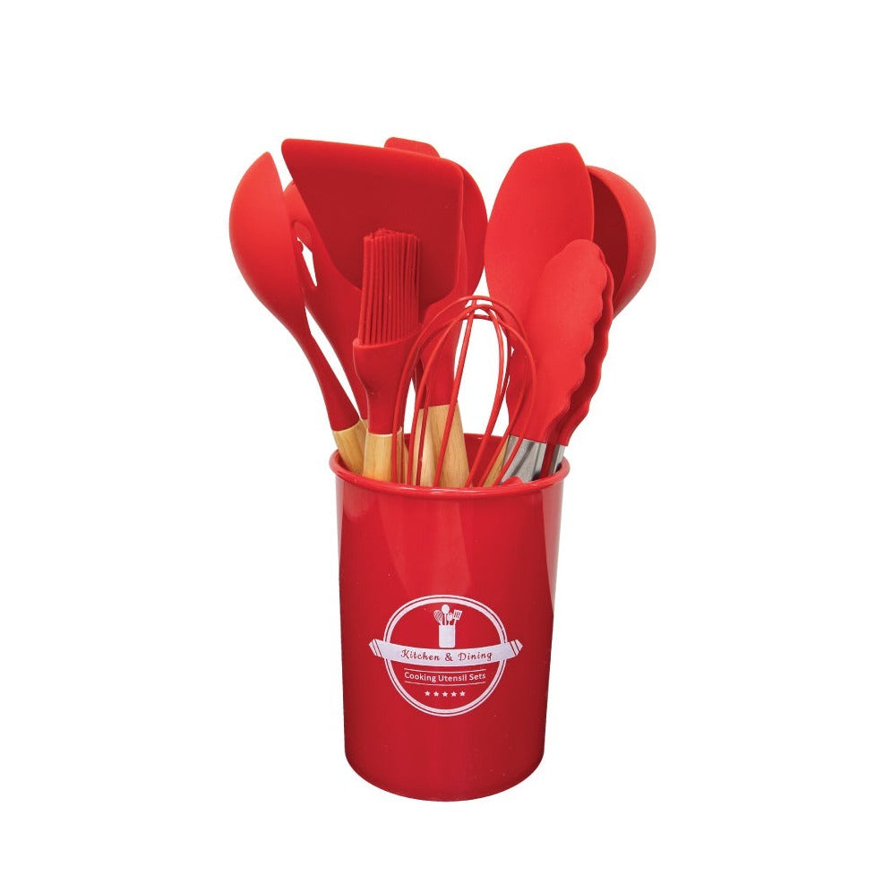 12pcs Silicon Utensil Set Red- Kitchenware Gadgets
