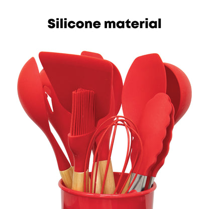 12pcs Silicon Utensil Set Red- Kitchenware Gadgets