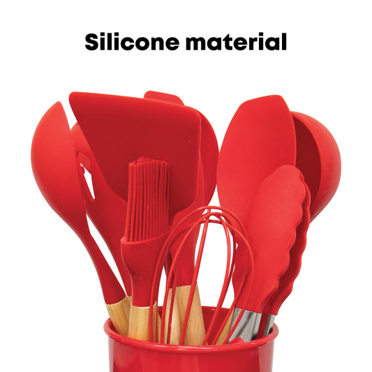 12pcs Silicon Utensil Set Red- Kitchenware Gadgets