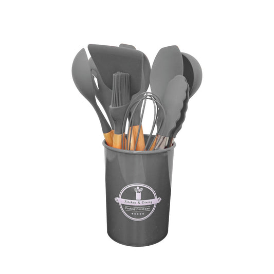 12pcs Silicone Utensil Set Grey - Kitchen Gadgets