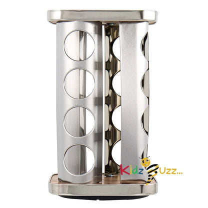 16 Jar Revolving Spice Rack with Glass Bottles Rotating for Herbs Spices Holder
