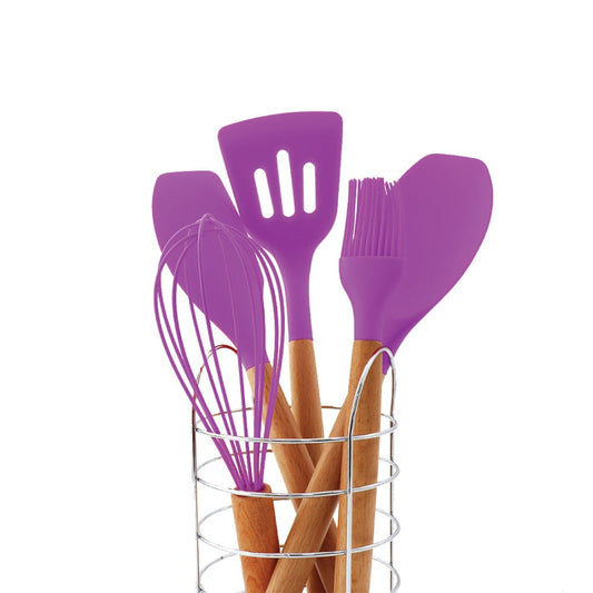 5pcs Silicon Utensil Set Purple - Kitchen Utensils Set