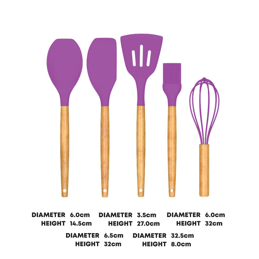 5pcs Silicon Utensil Set Purple - Kitchen Utensils Set