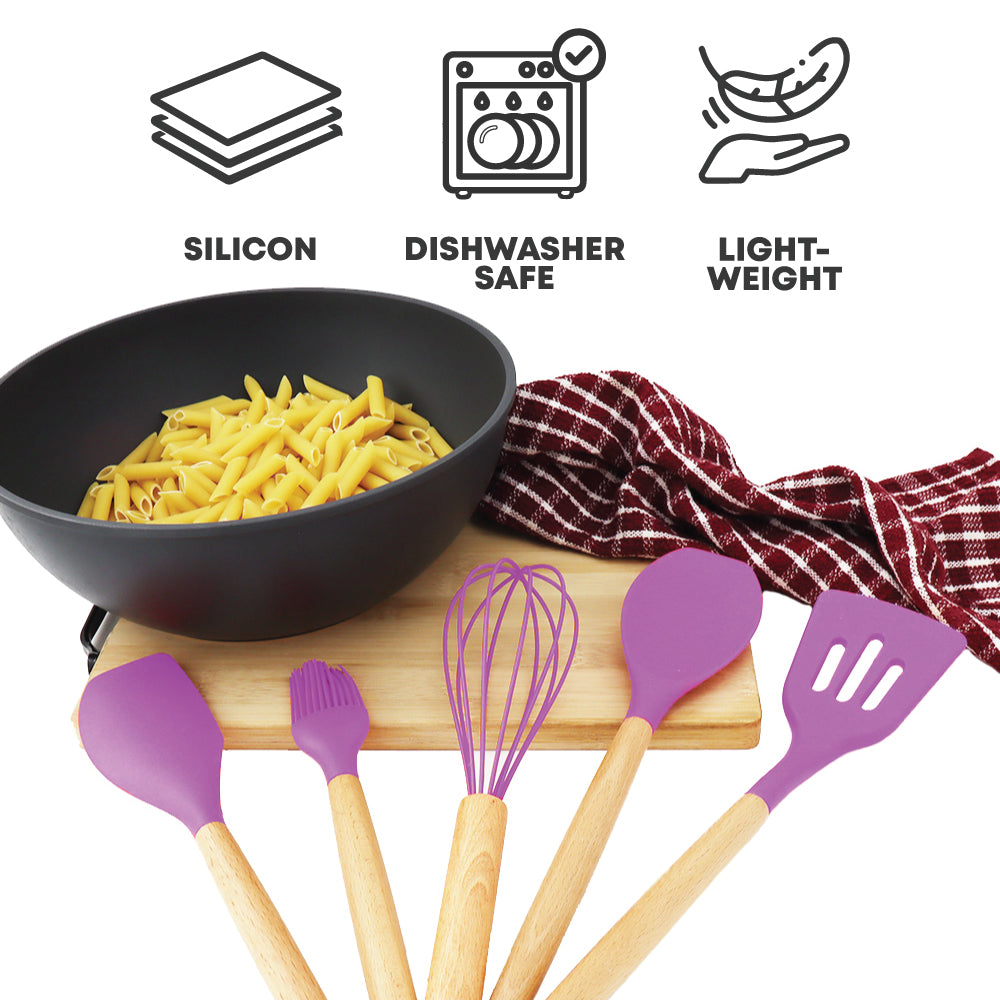 5pcs Silicon Utensil Set Purple - Kitchen Utensils Set