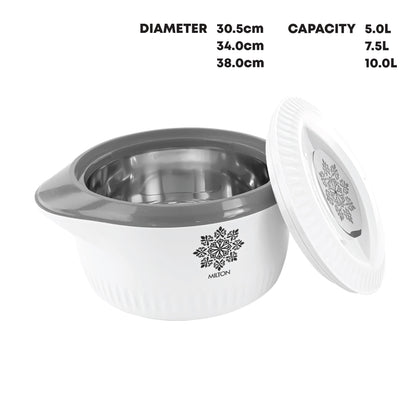 3pcs Milton Insulated Hot Pot Set 3pc - White 5-7.5-10L