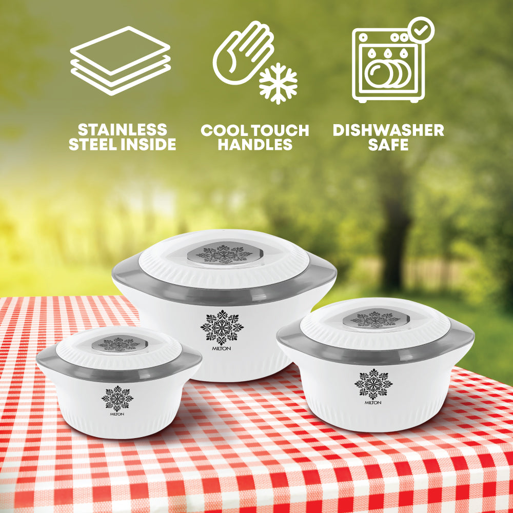 3pcs Milton Insulated Hot Pot Set 3pc - White 5-7.5-10L