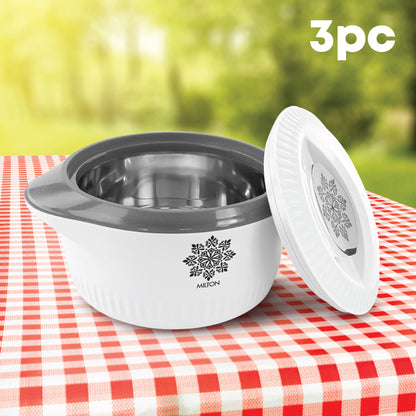 3pcs Milton Insulated Hot Pot Set 3pc - White 5-7.5-10L