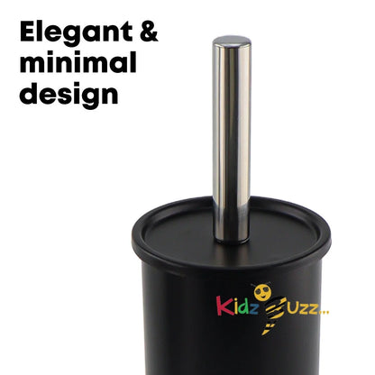 Stainless Steel Toilet Brush with Holder Black 1.7L- Modern Toilet Brush Set