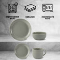 16Pcs Line Relief Dinner Set Grey 0.44L-0.7L
