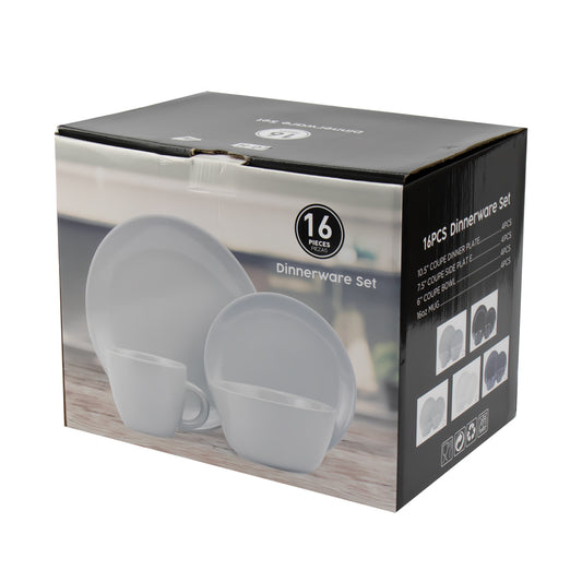 16Pcs Line Relief Dinner Set Grey 0.44L-0.7L