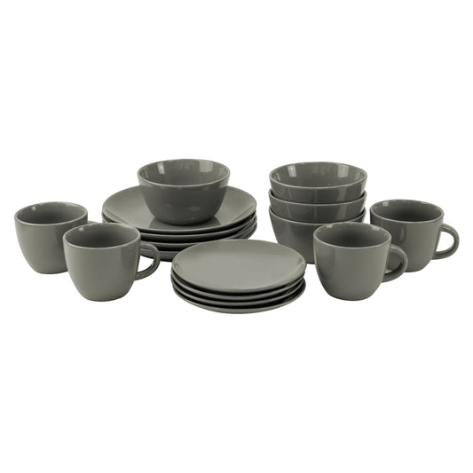 16Pcs Glazed Dinner Set Ash Grey 0.5L-0.75L
