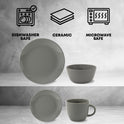 16Pcs Glazed Dinner Set Ash Grey 0.5L-0.75L