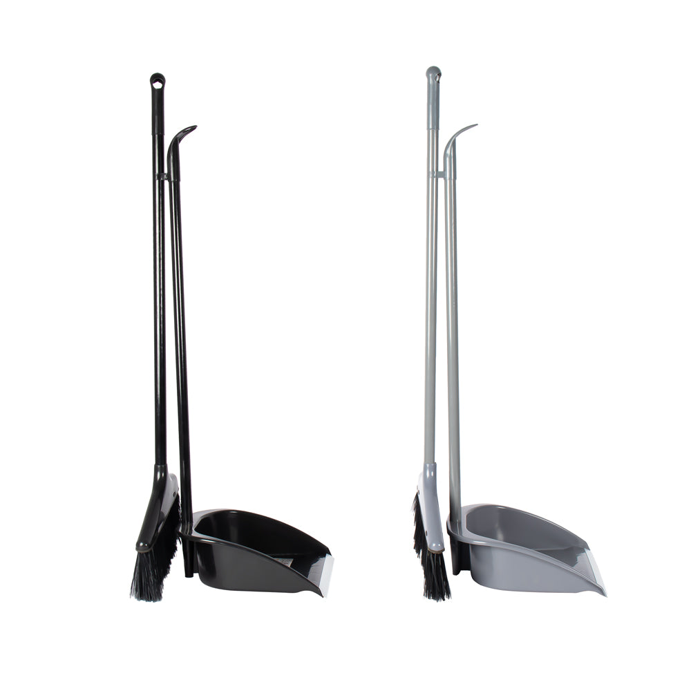 Long Handle Dustpan & Brush Set 2pc Monochrome