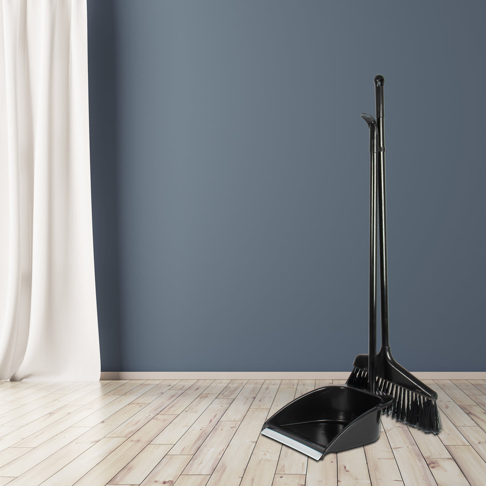 Long Handle Dustpan & Brush Set 2pc Monochrome