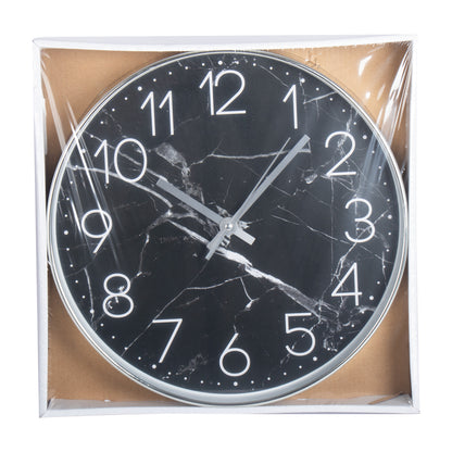 30cm Wall Clock Black Marbled- Home Accessories
