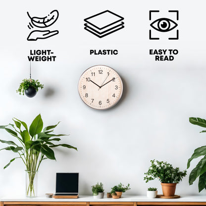 30Cm Wall Clock Light wood- Classic Design