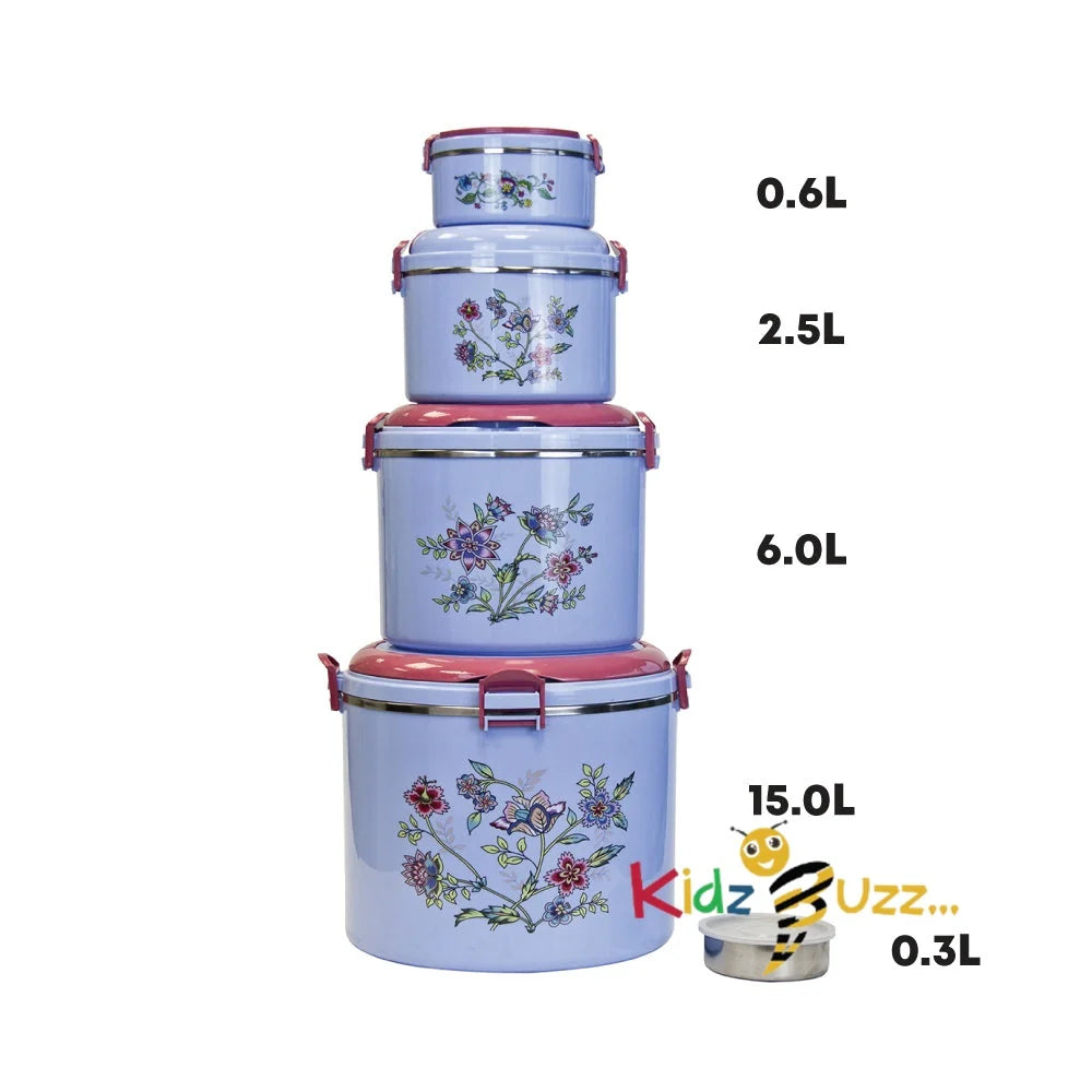 Elite Elegance Insulated Hot Pot Set 5pc Blue/White
