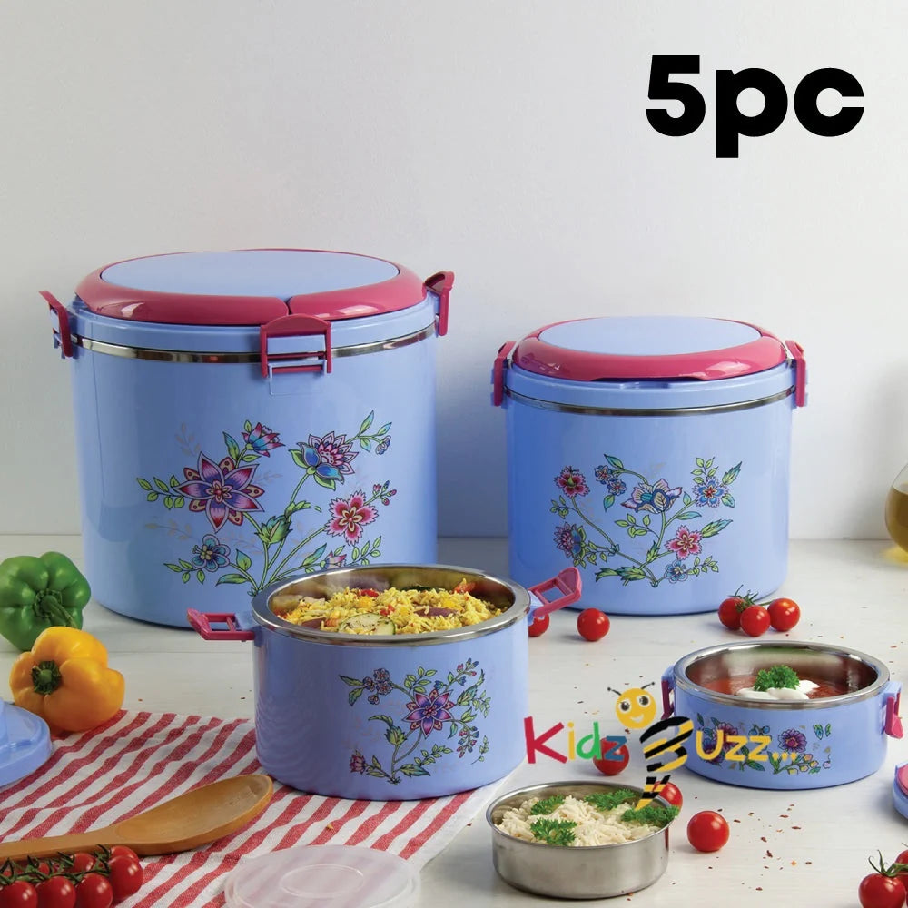 Elite Elegance Insulated Hot Pot Set 5pc Blue/White