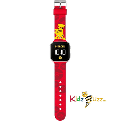 Pokémon Pikachu LED Red Strap Kids Watch