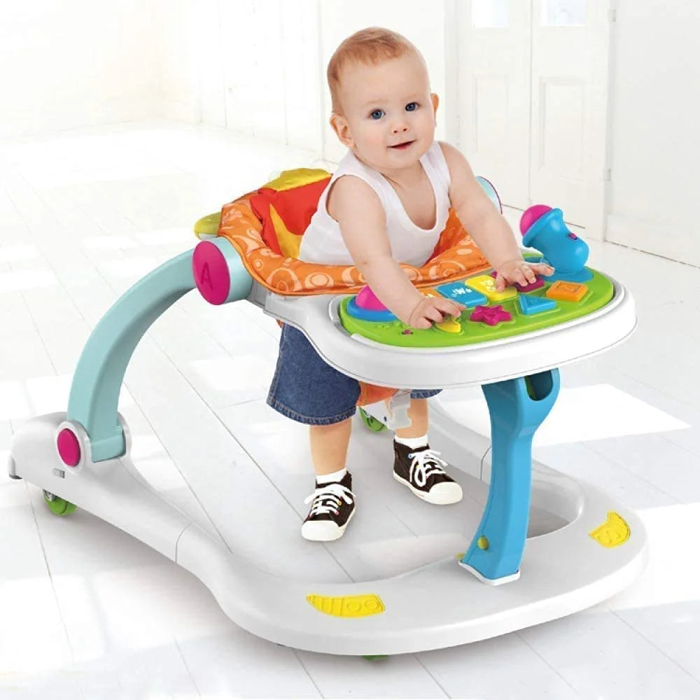 Multifunctional Baby Walker With Toy Tray 4 In 1-Learning Walker For Toddlers And Infants