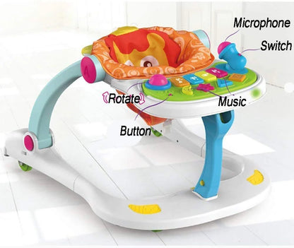 Multifunctional Baby Walker With Toy Tray 4 In 1-Learning Walker For Toddlers And Infants