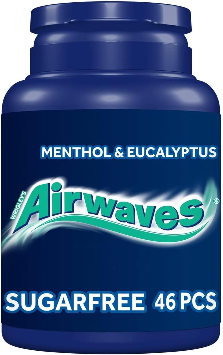 Airwaves Chewing Gum Bottle, Sugar Free, Menthol & Eucalyptus, 46 Pieces (Pack of 6)