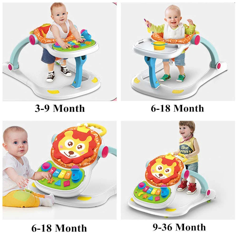 Multifunctional Baby Walker With Toy Tray 4 In 1-Learning Walker For Toddlers And Infants