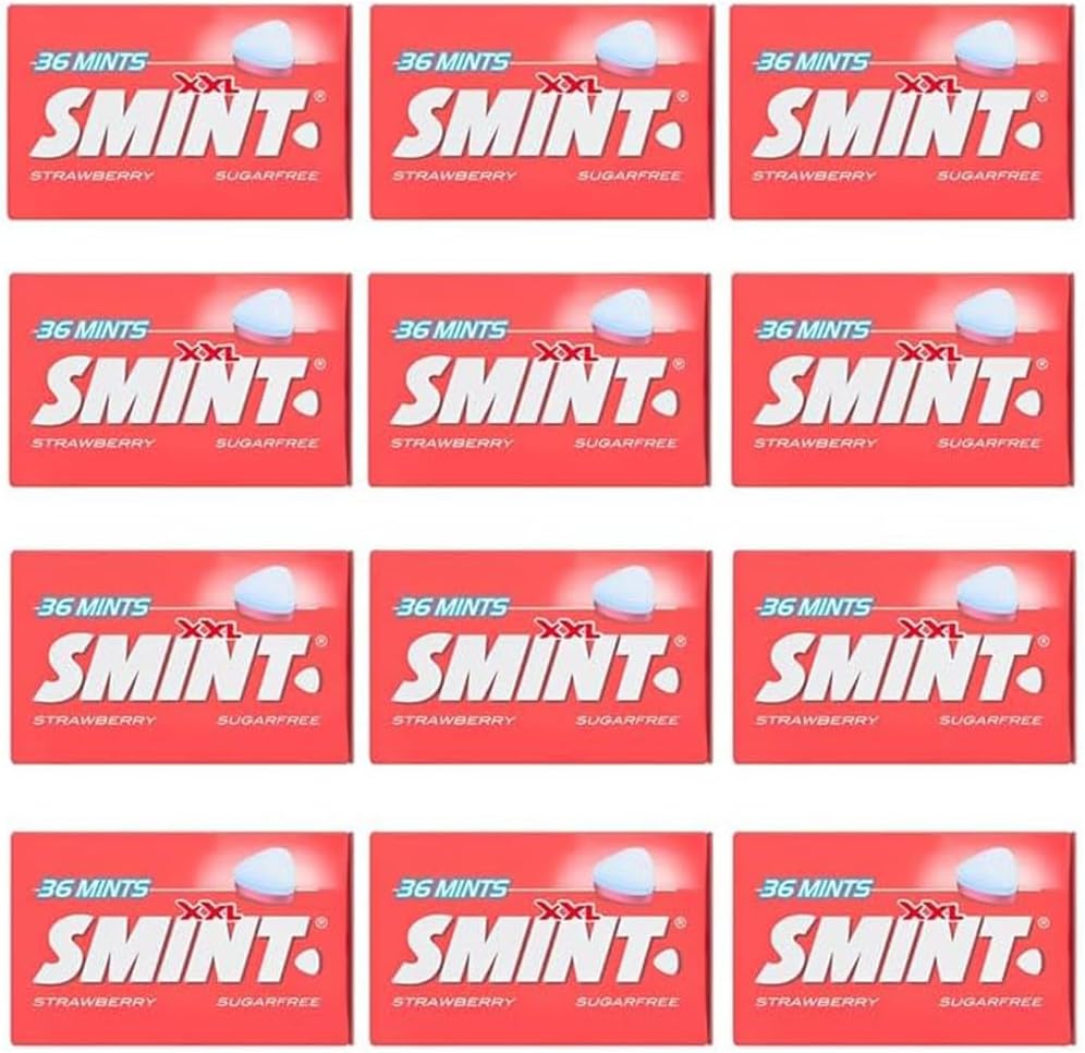 SMINT XXL Strawberry Sugar-Free Mints - 12 Packs (36 Pieces Each)