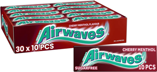 Airwaves Cherry Menthol Sugarfree , with Mint Freshness, 30 Packs of 10 Pieces